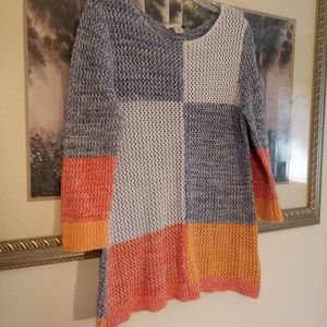 100% Cotton Color Block Sweater sz L